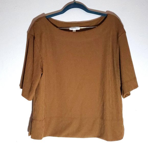 Prologue Tops - Prologue Caramel Stripe Textured Blouse M